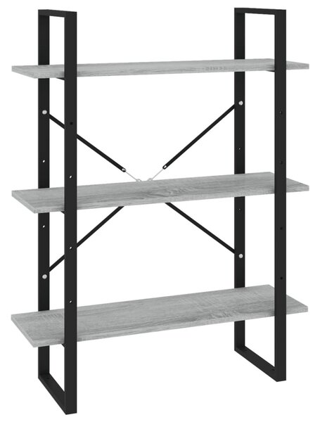 Szürke sonoma színű szerelt fa könyvszekrény 80 x 30 x 105 cm