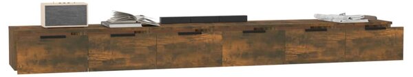 2 db füstös tölgy színű szerelt fa faliszekrény 102x30x20 cm