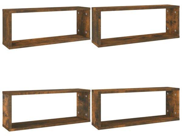 4 db füstös tölgy színű szerelt fa fali kockapolc 60x15x23 cm