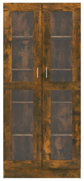 Füstös tölgyszínű szerelt fa vitrinszekrény 82,5x30,5x185 cm