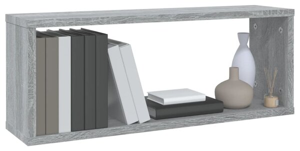 2 db szürke sonoma színű szerelt fa fali kockapolc 60x15x23 cm