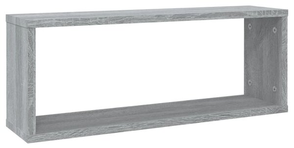 2 db szürke sonoma színű szerelt fa fali kockapolc 60x15x23 cm