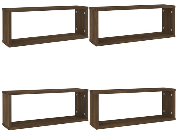 4 db barna tölgy színű szerelt fa fali kockapolc 60x15x23 cm