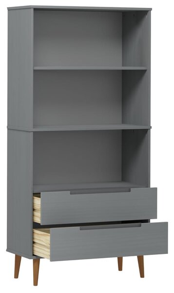 MOLDE szürke tömör fenyőfa könyvszekrény 85 x 35 x 170,5 cm