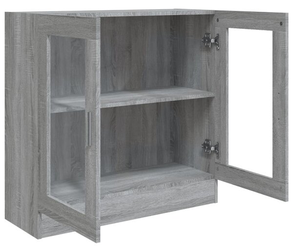 Szürke sonoma színű szerelt fa vitrinszekrény 82,5x30,5x80 cm