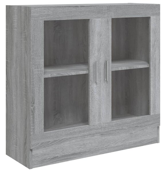 Szürke sonoma színű szerelt fa vitrinszekrény 82,5x30,5x80 cm
