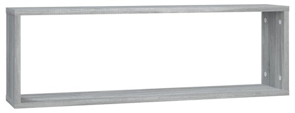4 db szürke sonoma színű szerelt fa fali kockapolc 80x15x26,5cm