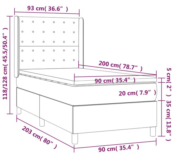 HomeSweetHome - Fekete Ágy - Rugós - 90x200 cm