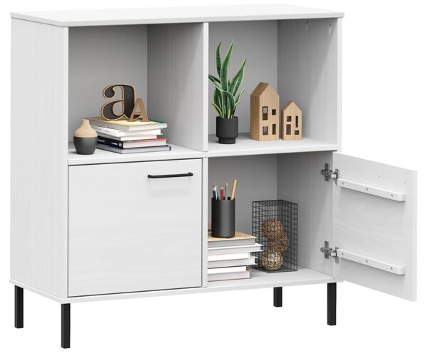 OSLO fehér tömör fa könyvszekrény fém lábakkal 90x35x90,5 cm