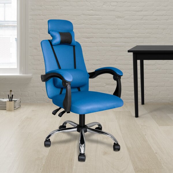 Irodai szék fejtámlával, Kék - Ultra kényelmes irodai forgószék!