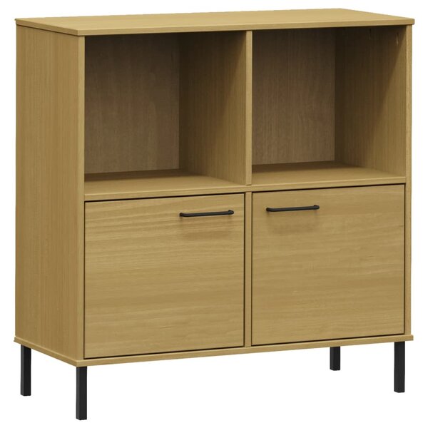 OSLO barna tömör fa könyvszekrény fém lábakkal 90x35x90,5 cm
