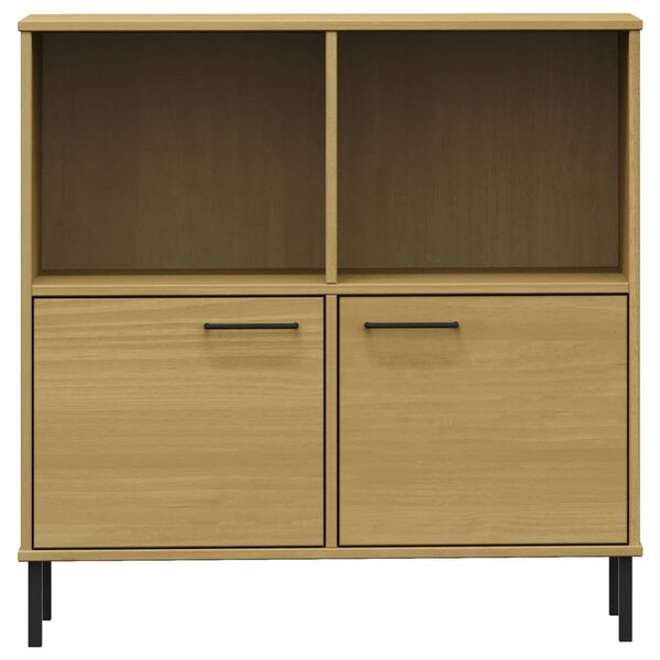 OSLO barna tömör fa könyvszekrény fém lábakkal 90x35x90,5 cm
