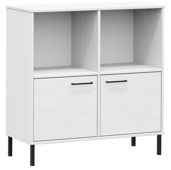 OSLO fehér tömör fa könyvszekrény fém lábakkal 90x35x90,5 cm