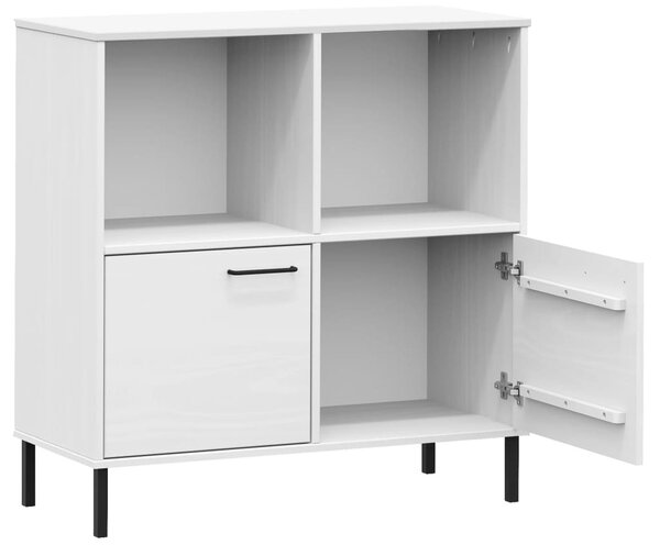 OSLO fehér tömör fa könyvszekrény fém lábakkal 90x35x90,5 cm