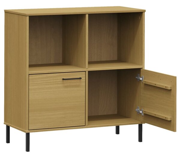 OSLO barna tömör fa könyvszekrény fém lábakkal 90x35x90,5 cm