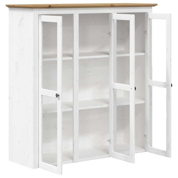 Bodo Fenyőfa Vitrinszekrény - Fehér/Barna - 115x37x121 cm