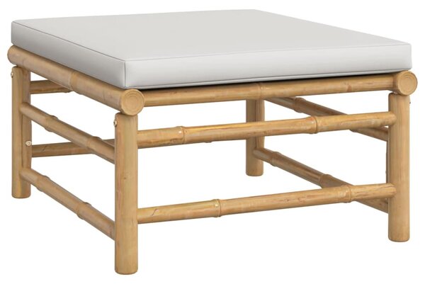 4 részes bambusz kerti ülőgarnitúra világosszürke párnákkal