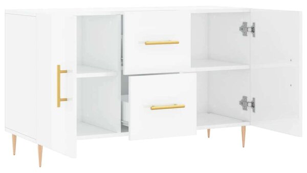 Magasfényű fehér műfa tálalószekrény 100 x 36 x 60 cm