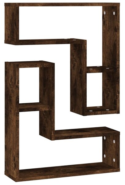 2 db füstös tölgy színű szerelt fa falipolc 50 x 15 x 50 cm