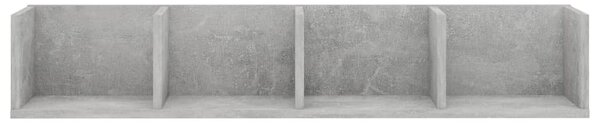 Betonszürke szerelt fa CD-tartó fali polc 100 x 18 x 18 cm