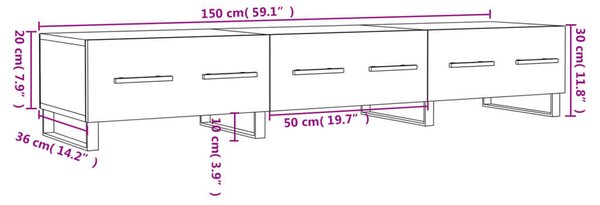 Modern TV-szekrény - Betonszürke - 150x36x50 cm
