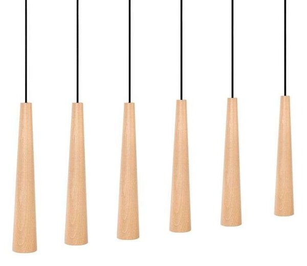 Envostar - Wooden Round Cones 6 Függőlámpa Wood/Black - Lampemesteren