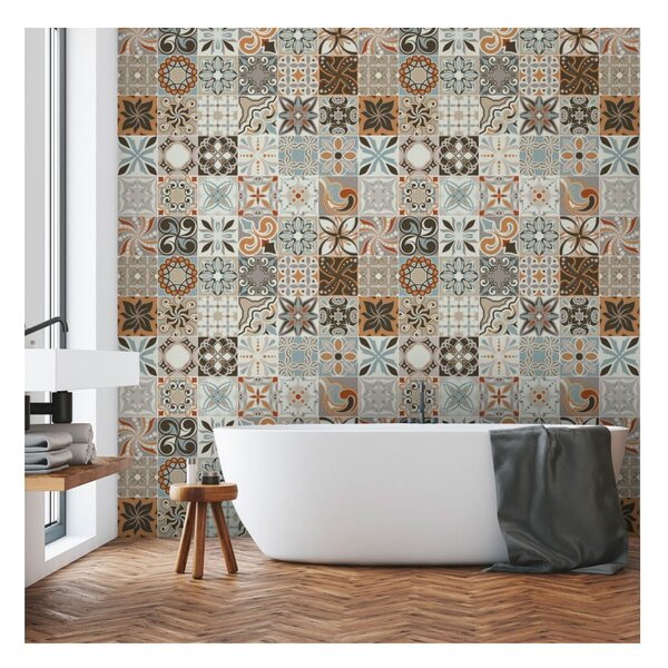 Wall Decal Cement Tiles Bali 30 db-os falmatrica szett, 15 x 15 cm - Ambiance