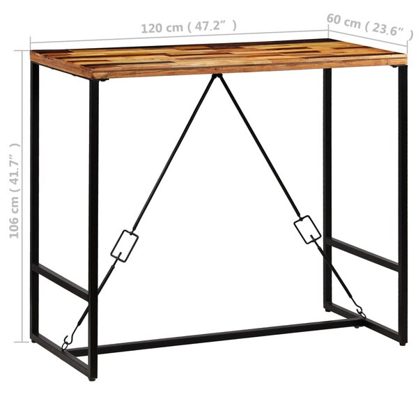 Újrahasznosított tömör fa bárasztal 120 x 60 x 106 cm