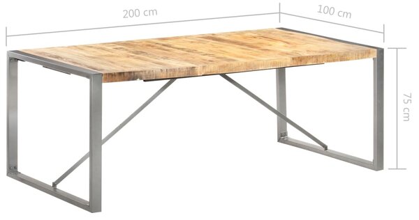 Tömör nyers mangófa étkezőasztal 200 x 100 x 75 cm