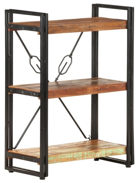3 szintes tömör újrahasznosított fa könyvespolc 60 x 30 x 80 cm