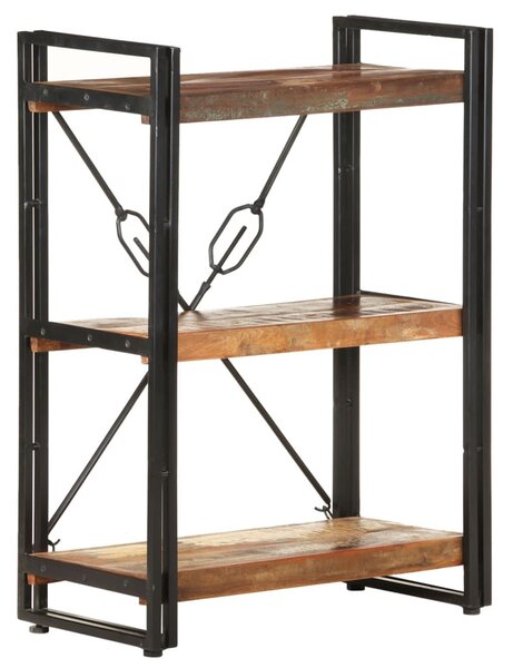 3 szintes tömör újrahasznosított fa könyvespolc 60 x 30 x 80 cm