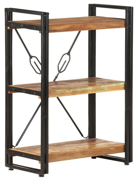 3 szintes tömör újrahasznosított fa könyvespolc 60 x 30 x 80 cm