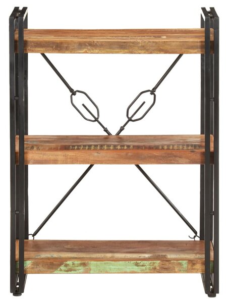 3 szintes tömör újrahasznosított fa könyvespolc 60 x 30 x 80 cm