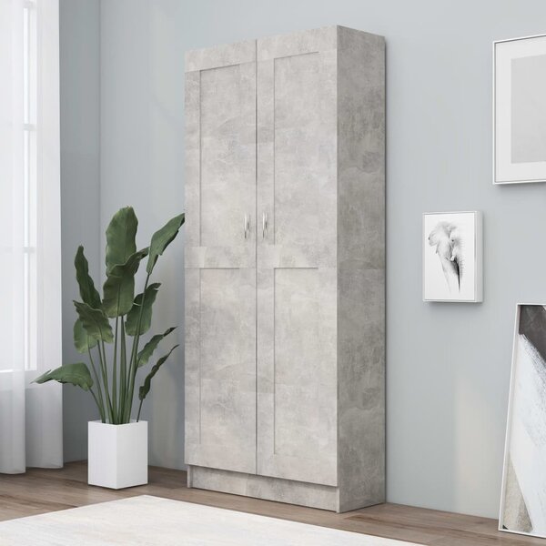 Betonszürke szerelt fa könyvszekrény 82,5 x 30,5 x 185,5 cm