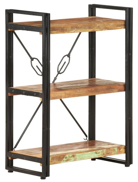3 szintes tömör újrahasznosított fa könyvespolc 60 x 30 x 80 cm