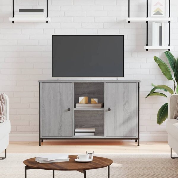 Szürke sonoma színű szerelt fa TV-szekrény 100 x 35 x 65 cm