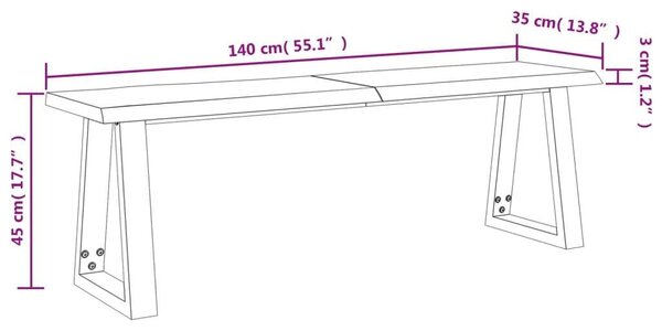 VidaXL Akácfa Étkezőgarnitúra - Asztal + 2 Pad - 140cm