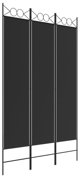 3-paneles fekete szövet térelválasztó 120 x 200 cm