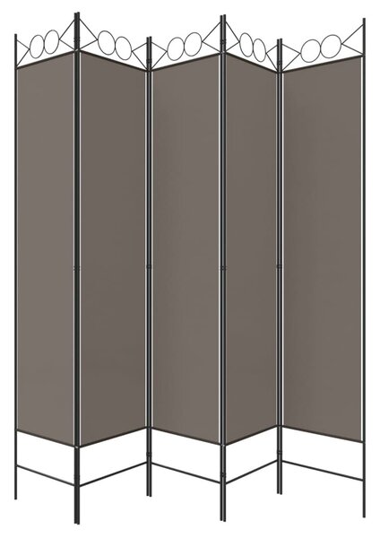 5 paneles antracitszürke szövet térelválasztó 200x200 cm