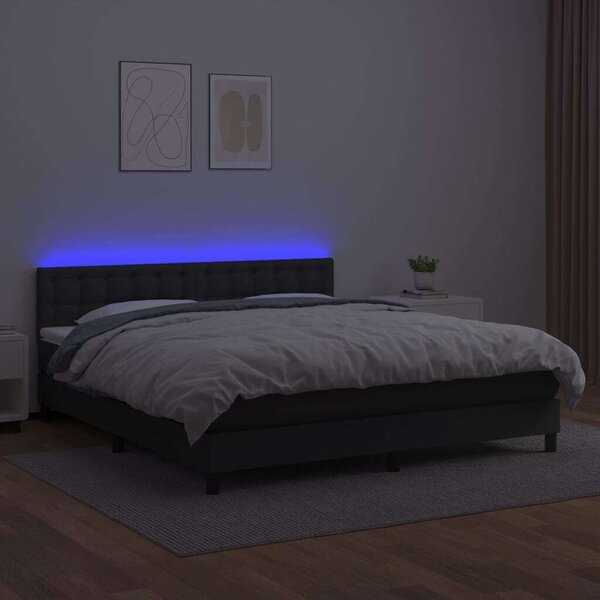 VidaXL LED-es Ágy - Műbőr - 180x200 cm