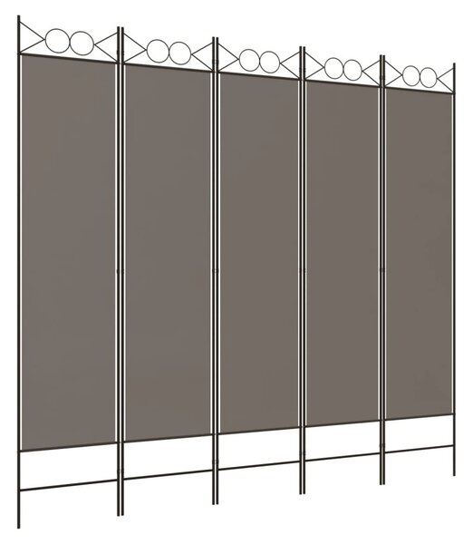 5 paneles antracitszürke szövet térelválasztó 200x200 cm
