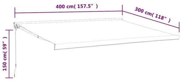 Narancs-barna szövet és alumínium behúzható napellenző 4 x 3 m