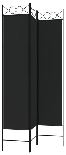 3-paneles fekete szövet térelválasztó 120 x 200 cm