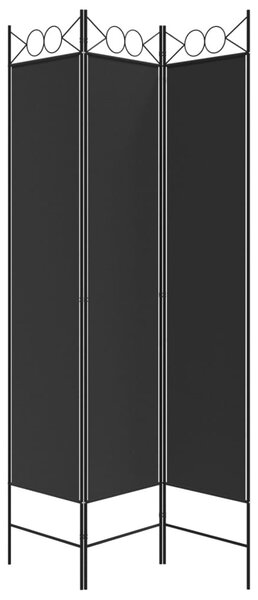 3-paneles fekete szövet térelválasztó 120 x 200 cm