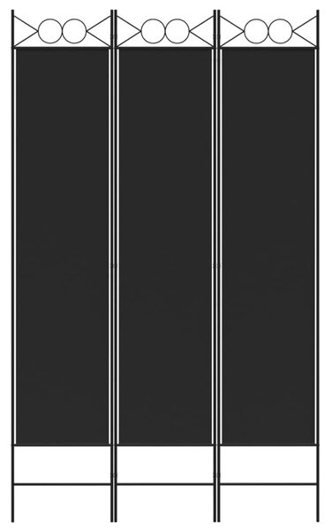 3-paneles fekete szövet térelválasztó 120 x 200 cm