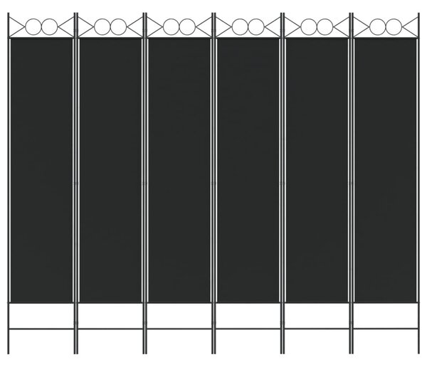 6-paneles fekete szövet térelválasztó 240 x 200 cm