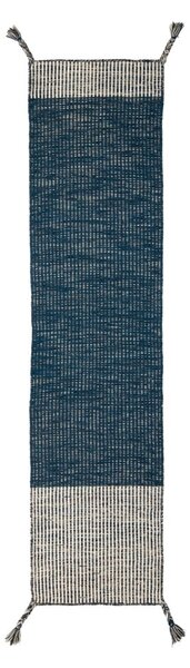 Anu kék gyapjú futószőnyeg, 60 x 200 cm - Flair Rugs