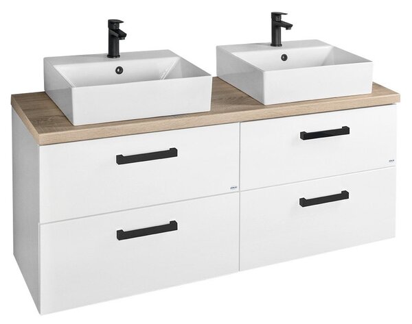 Aqualine Aqualine, VEGA Fürdőszobabútor garnitúra, szélesség 125 cm, fehér/tölgy platina, VG064-04