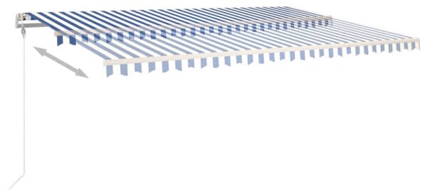 Kék/fehér automata szélérzékelős és LED-es napellenző 500x350cm
