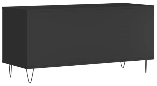 Fekete szerelt fa hanglemezszekrény 100 x 38 x 48 cm